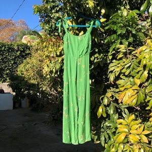 Faithfull the brand green floral sleeveless jumpsuit